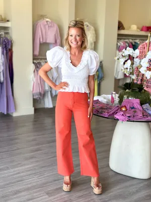 pistola blood orange penny high rise wide leg crop
