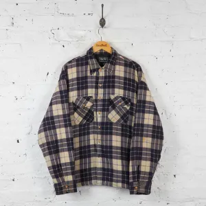 Plaid Check Padded Over Shirt - Beige/Blue - XL