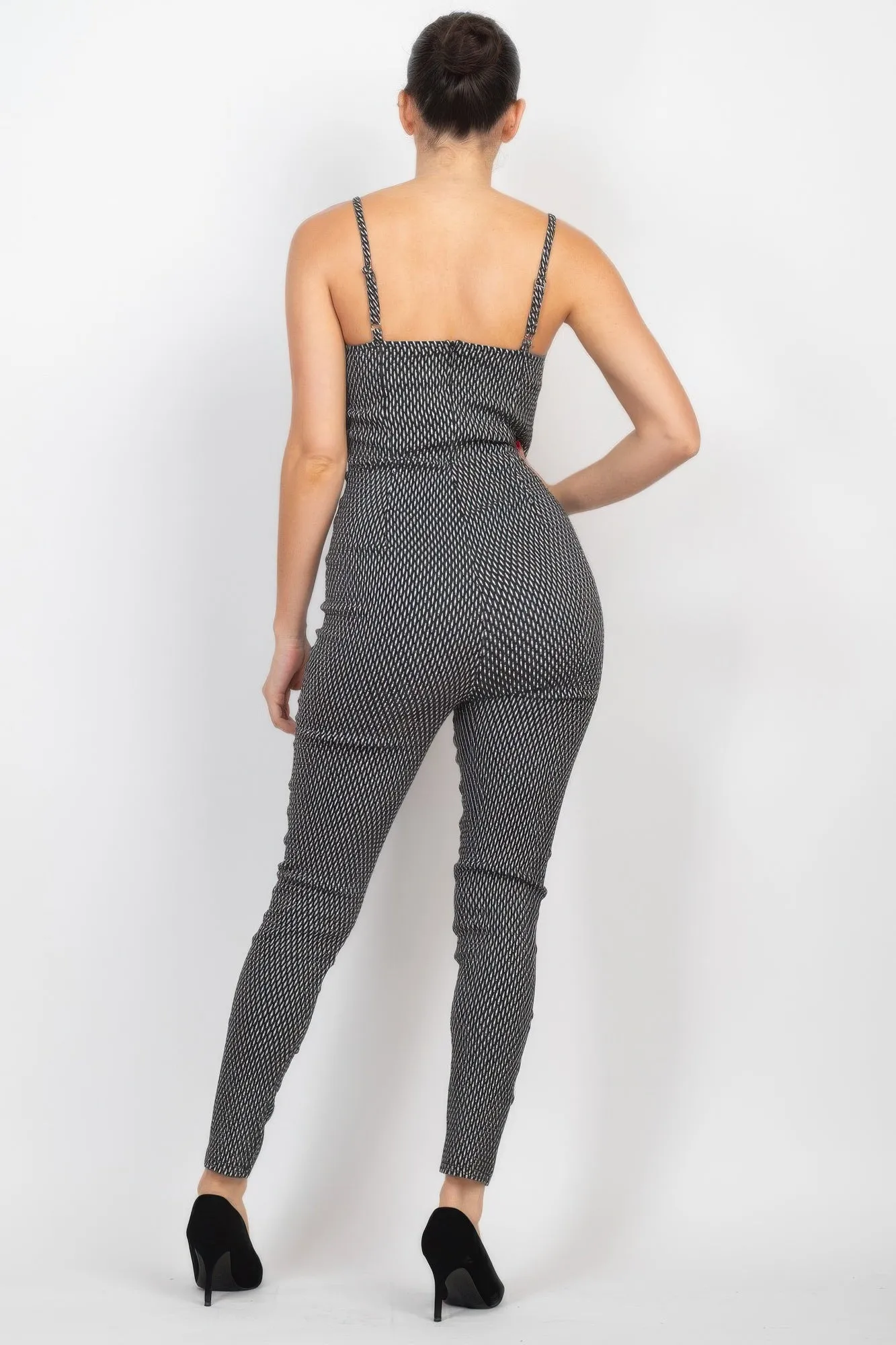 Plaid Sleeveless Zippered Jumpsuit