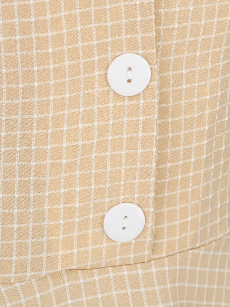 Plaid Tuxedo Collar 1950S Vintage Dress With Pockets