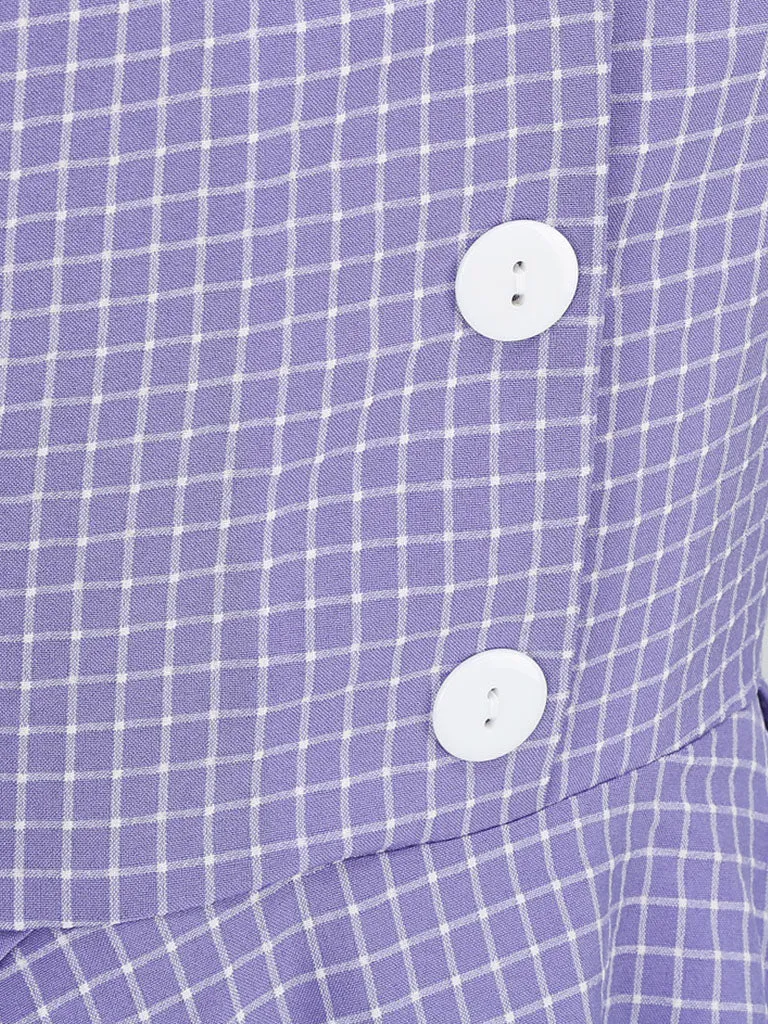 Plaid Tuxedo Collar 1950S Vintage Dress With Pockets