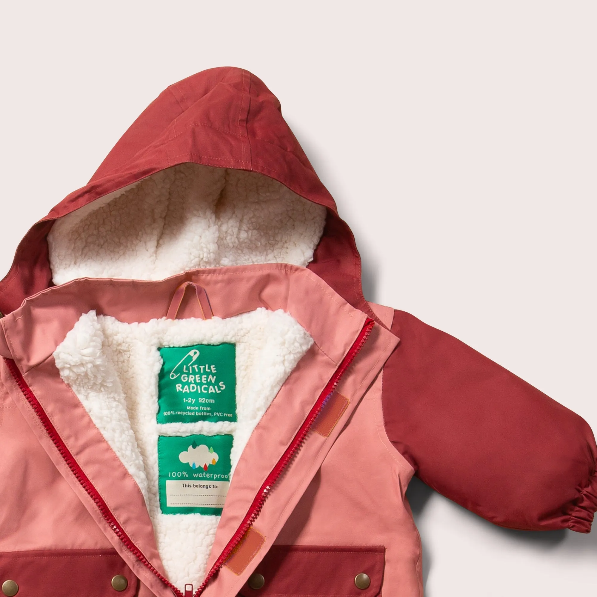 Plum Colour Block Recycled Waterproof Winter Coat