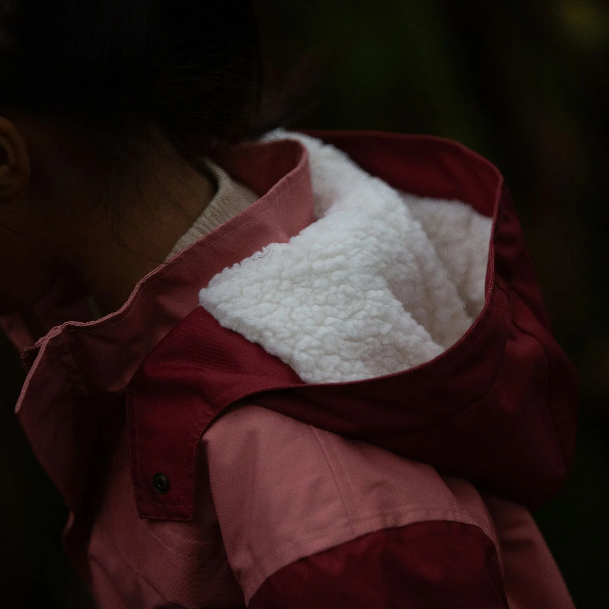Plum Colour Block Recycled Waterproof Winter Coat