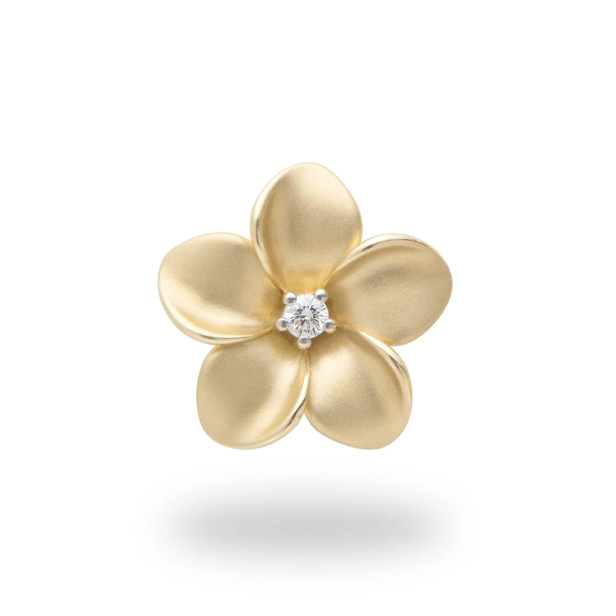 Plumeria Pendant in Gold with Diamond - 20mm