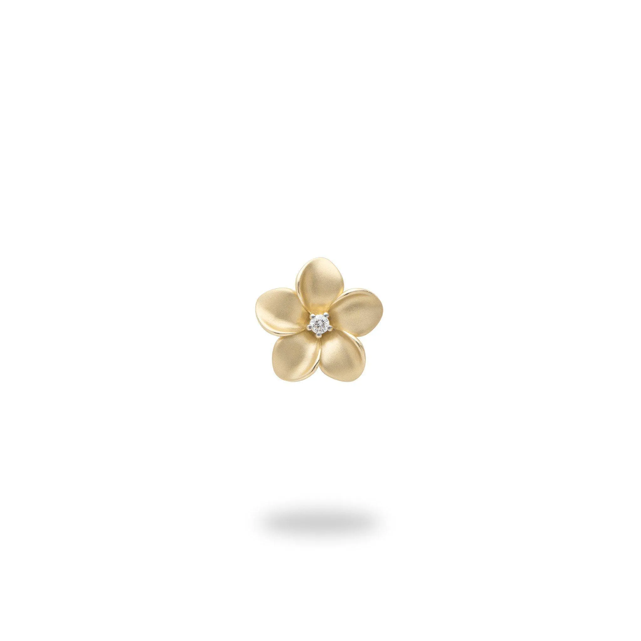 Plumeria Pendant in Gold with Diamond - 9mm