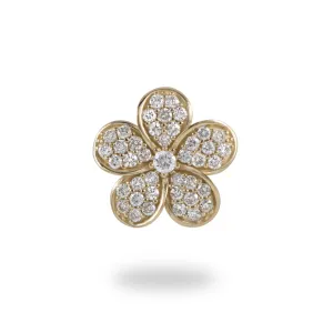 Plumeria Pendant in Gold with Diamonds - 11mm