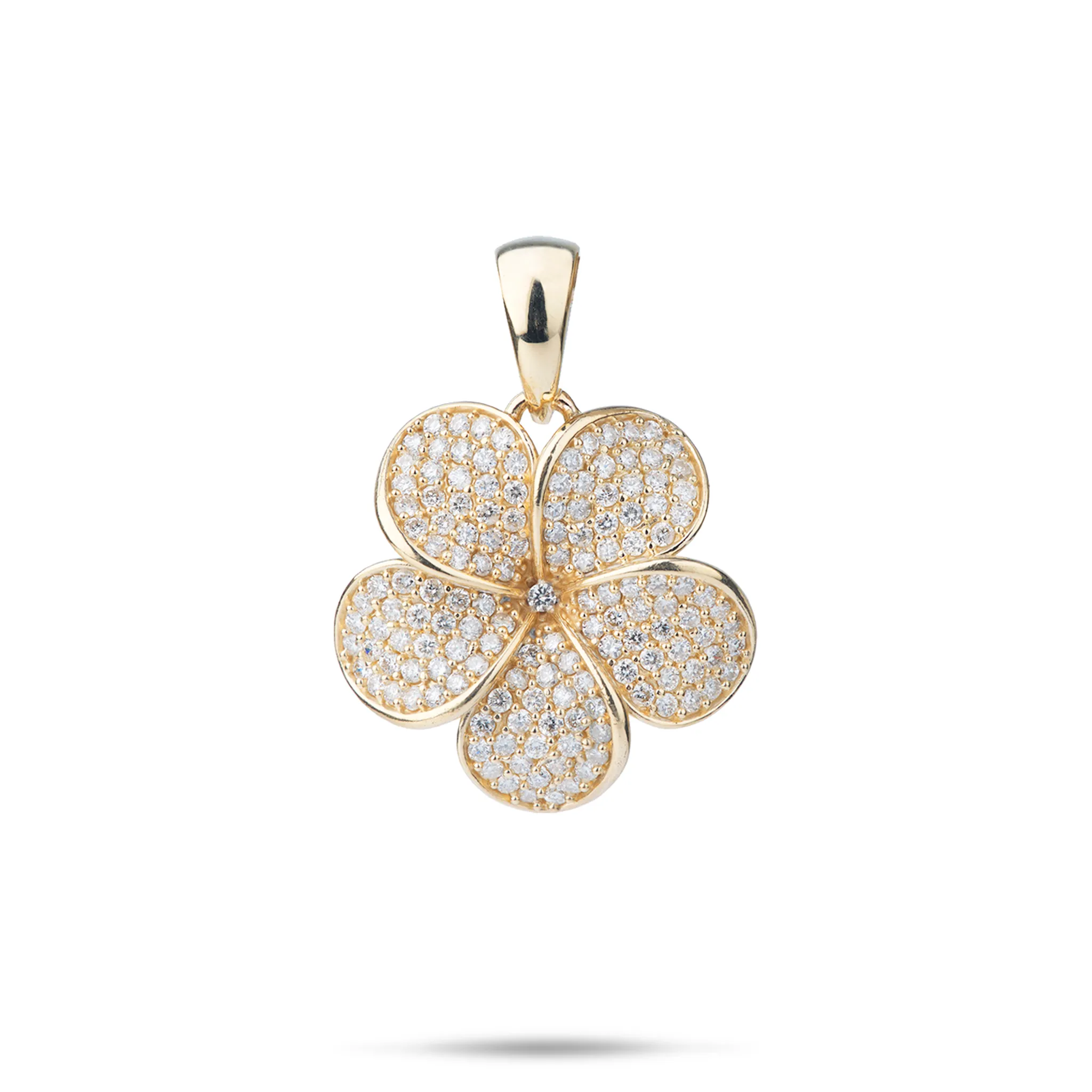 Plumeria Pendant in Gold with Diamonds - 20mm