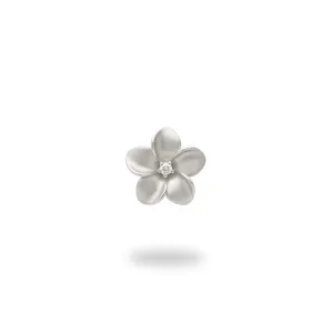 Plumeria Pendant in White Gold with Diamond - 11mm
