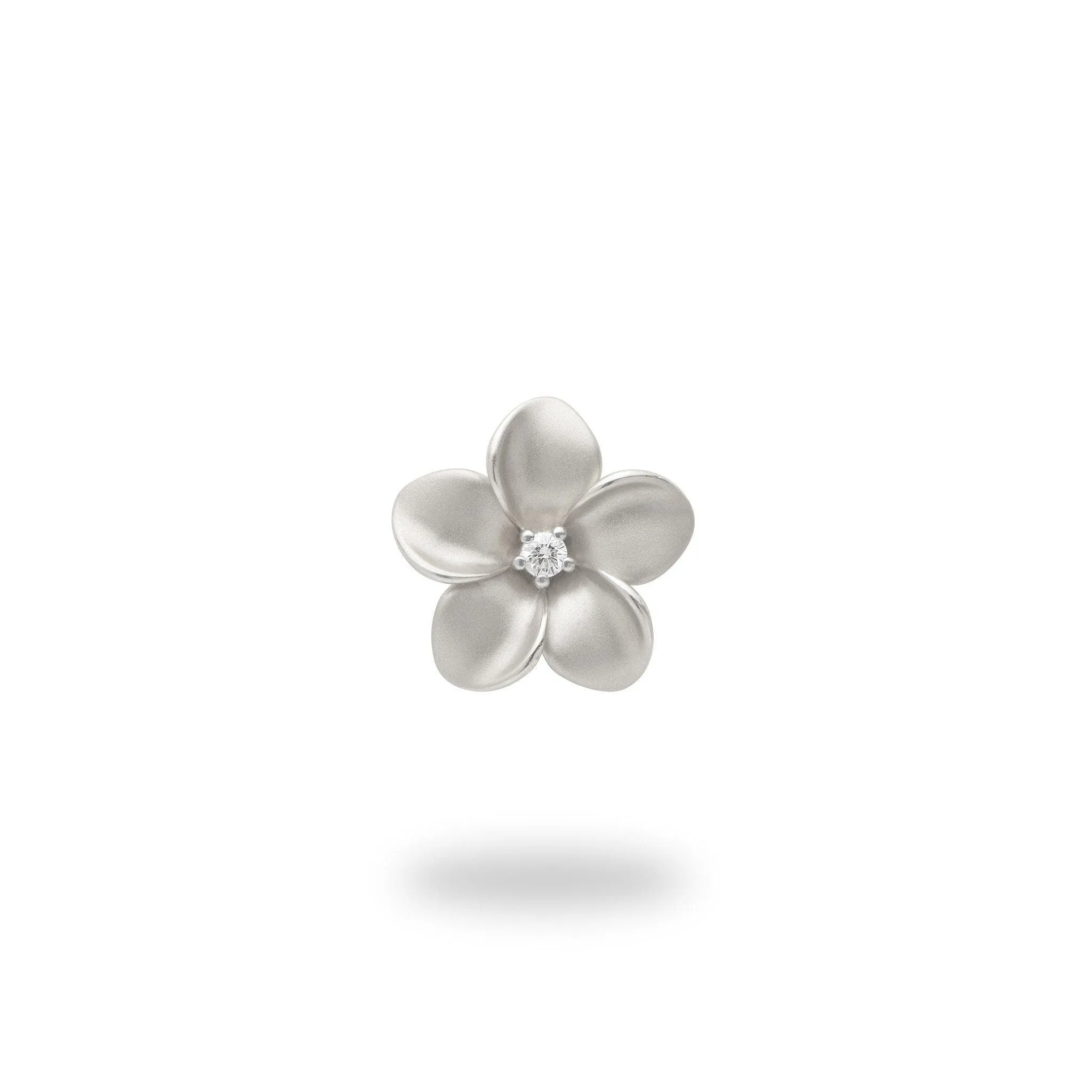 Plumeria Pendant in White Gold with Diamond - 13mm