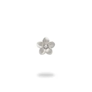 Plumeria Pendant in White Gold with Diamond - 9mm