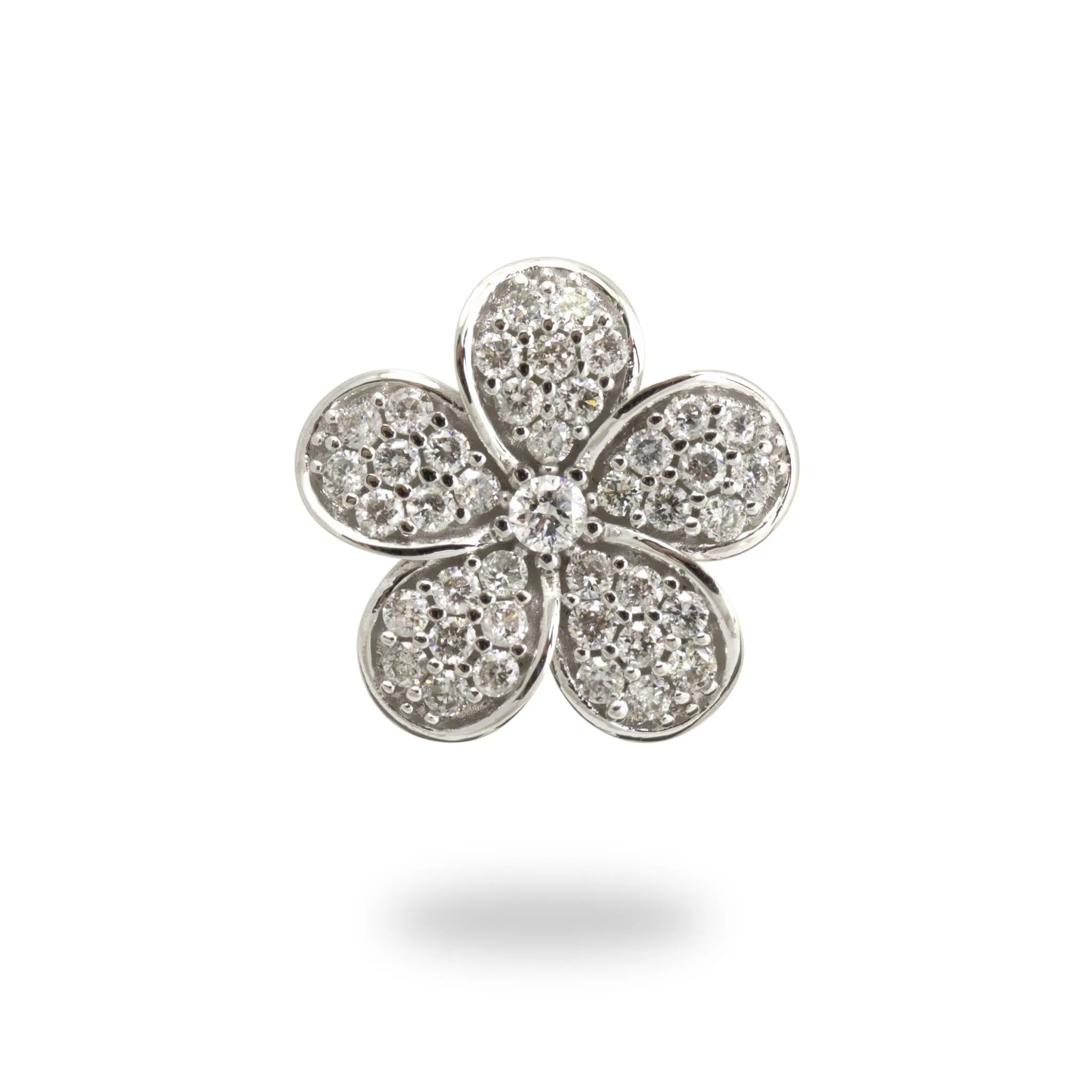 Plumeria Pendant in White Gold with Diamonds - 11mm