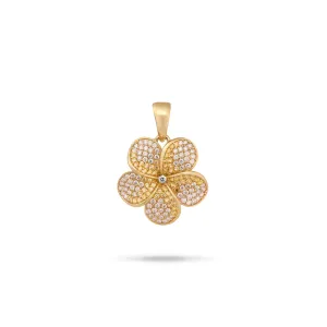 Plumeria Yellow Sapphire Pendant in Gold with Diamonds - 20mm
