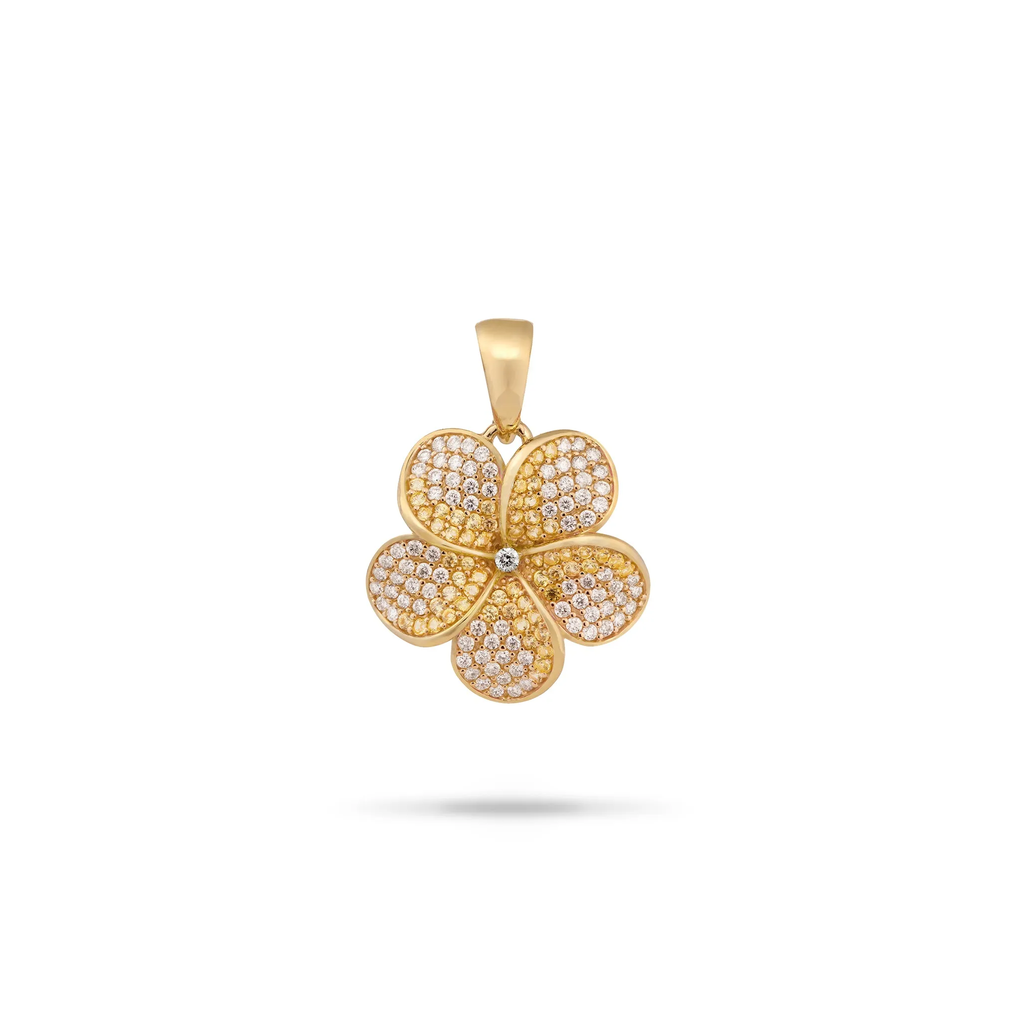 Plumeria Yellow Sapphire Pendant in Gold with Diamonds - 20mm