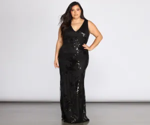 Plus Nima Stylish Floral Sequin Dress