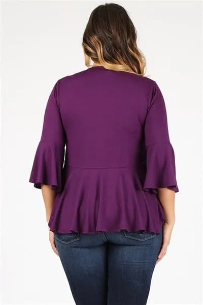 Plus Size Bay-Doll Cardigan Top Plum  - Pack of 6