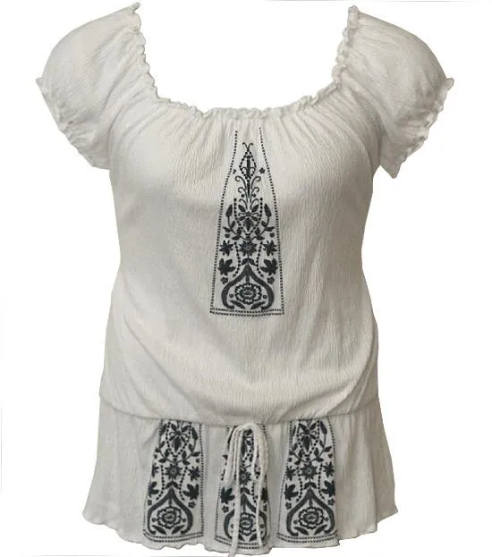 Plus Size Cotton Vintage Bubble Cotton Blouse