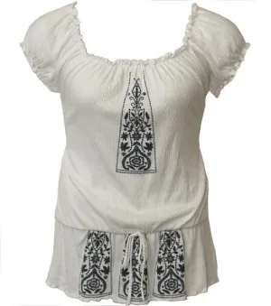 Plus Size Cotton Vintage Bubble Cotton Blouse