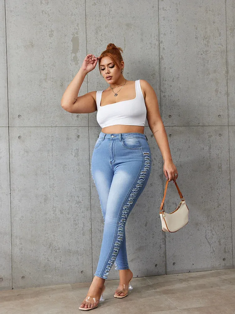 Plus Size Denim Trousers Worn In All Seasons