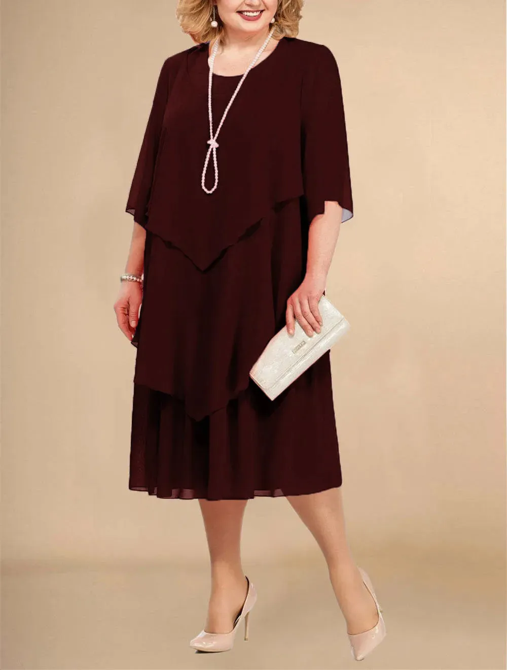 Plus Size Elegant Chiffon Dress Irregular