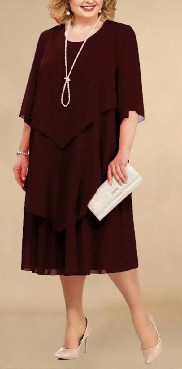 Plus Size Elegant Chiffon Dress Irregular