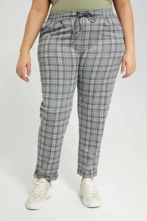 Plus Size Grey Checkered Trouser