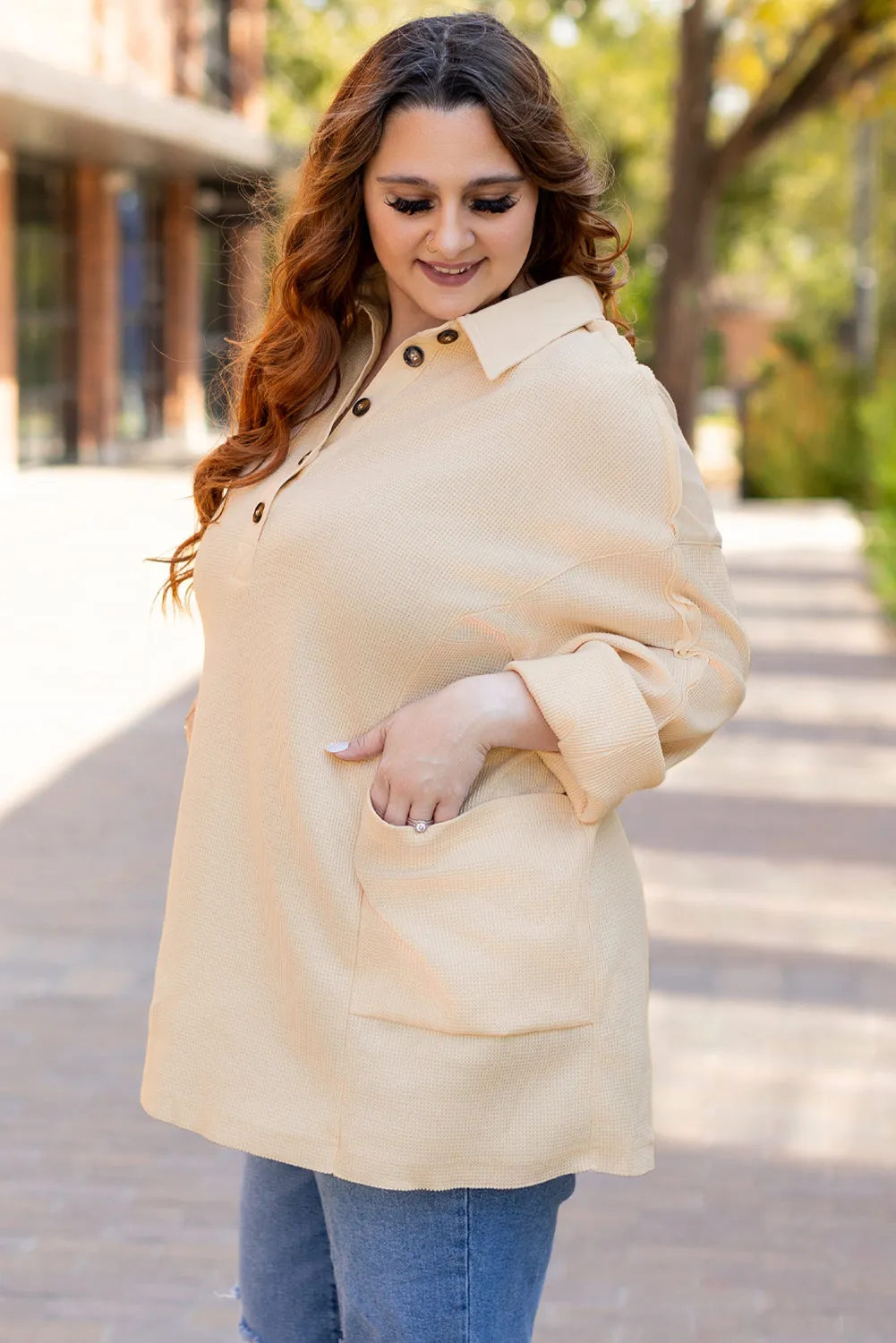 Plus Size Knit Henley Tunic Top
