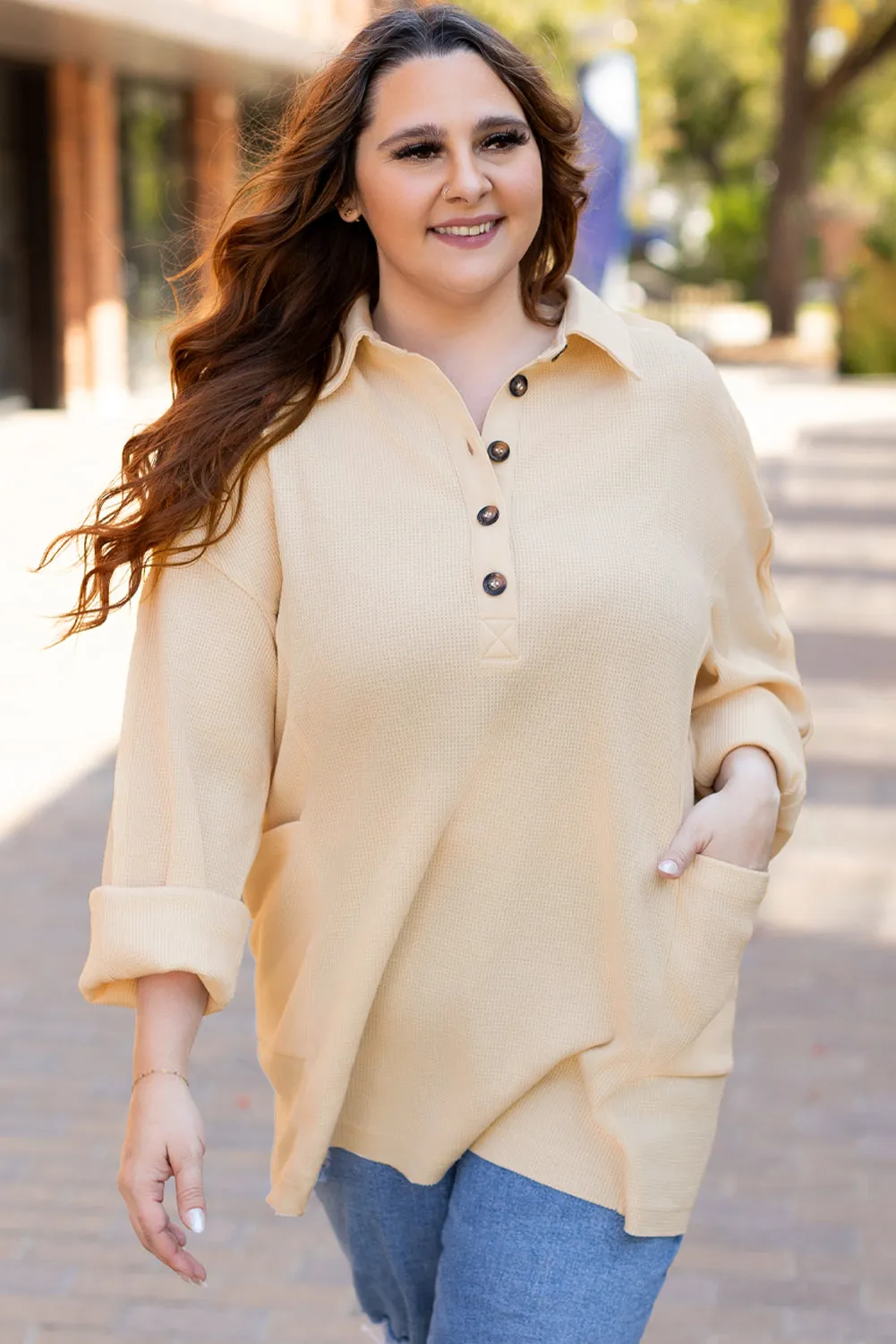 Plus Size Knit Henley Tunic Top