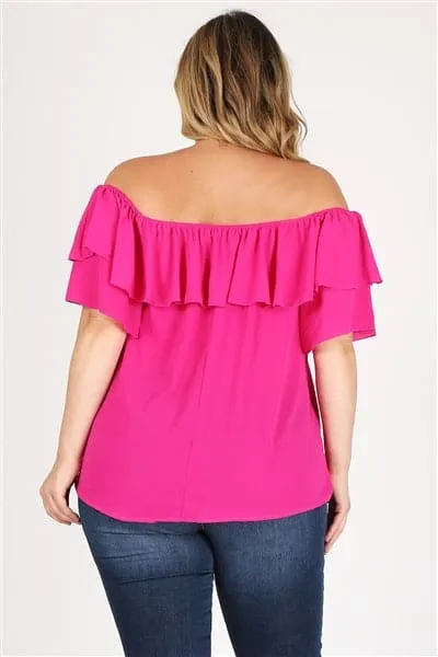 Plus size Koshibo Off the Shoulder Top Fuschia - Pack of 6