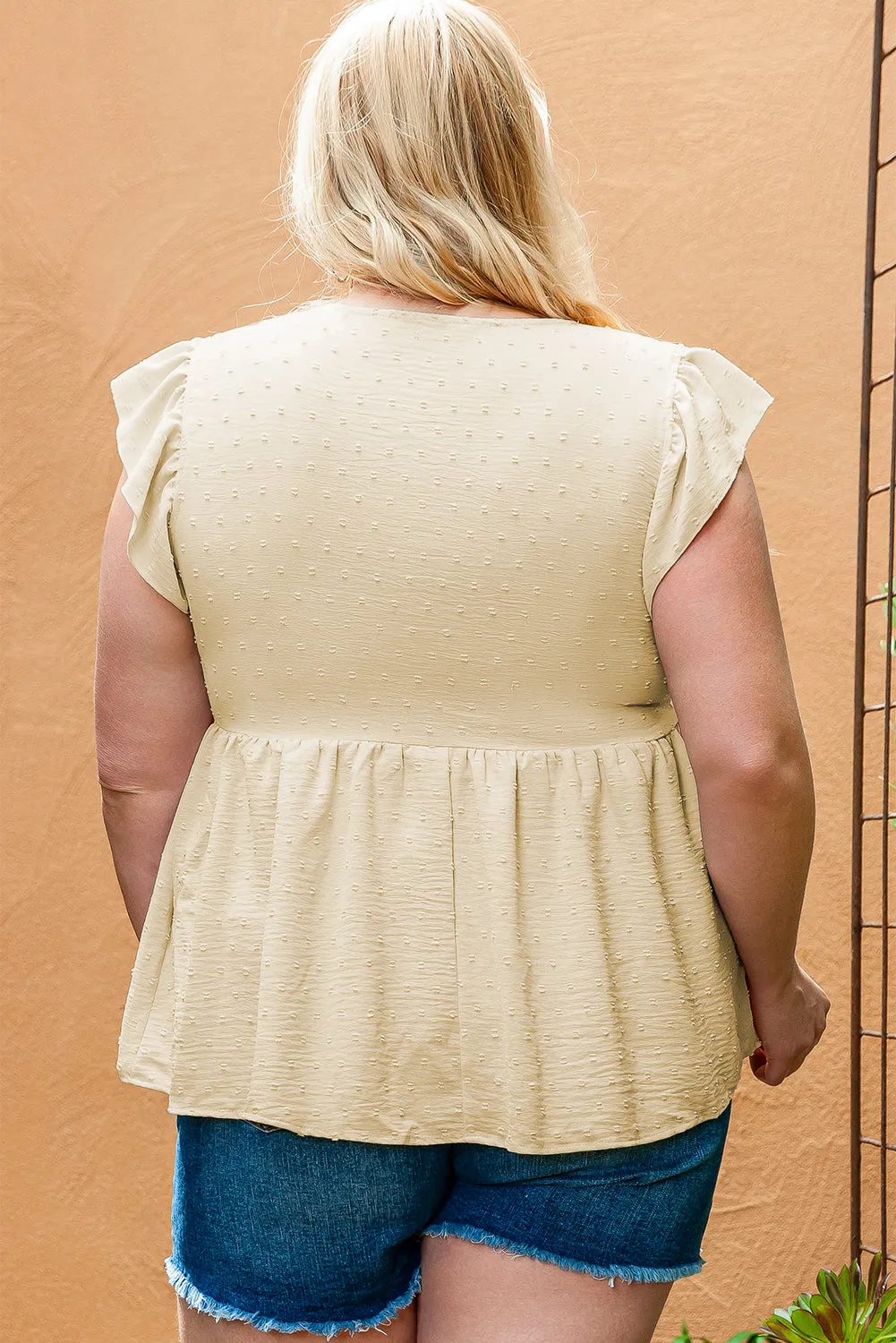 Plus Size Lace Trim Babydoll Top