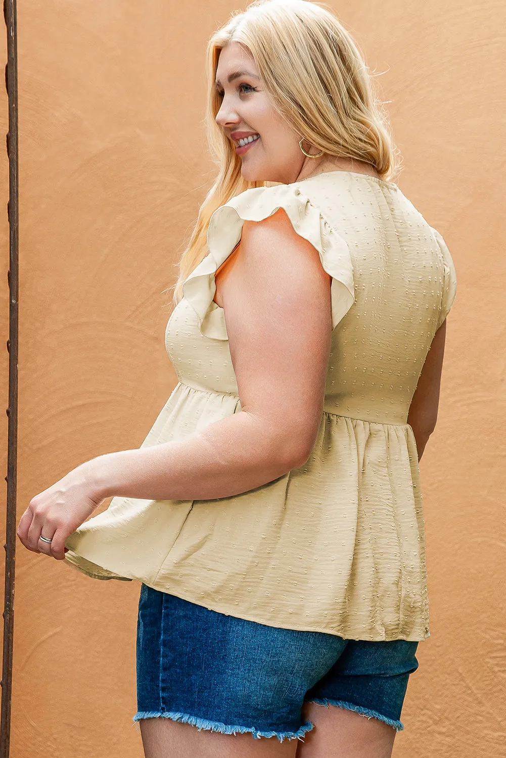 Plus Size Lace Trim Babydoll Top