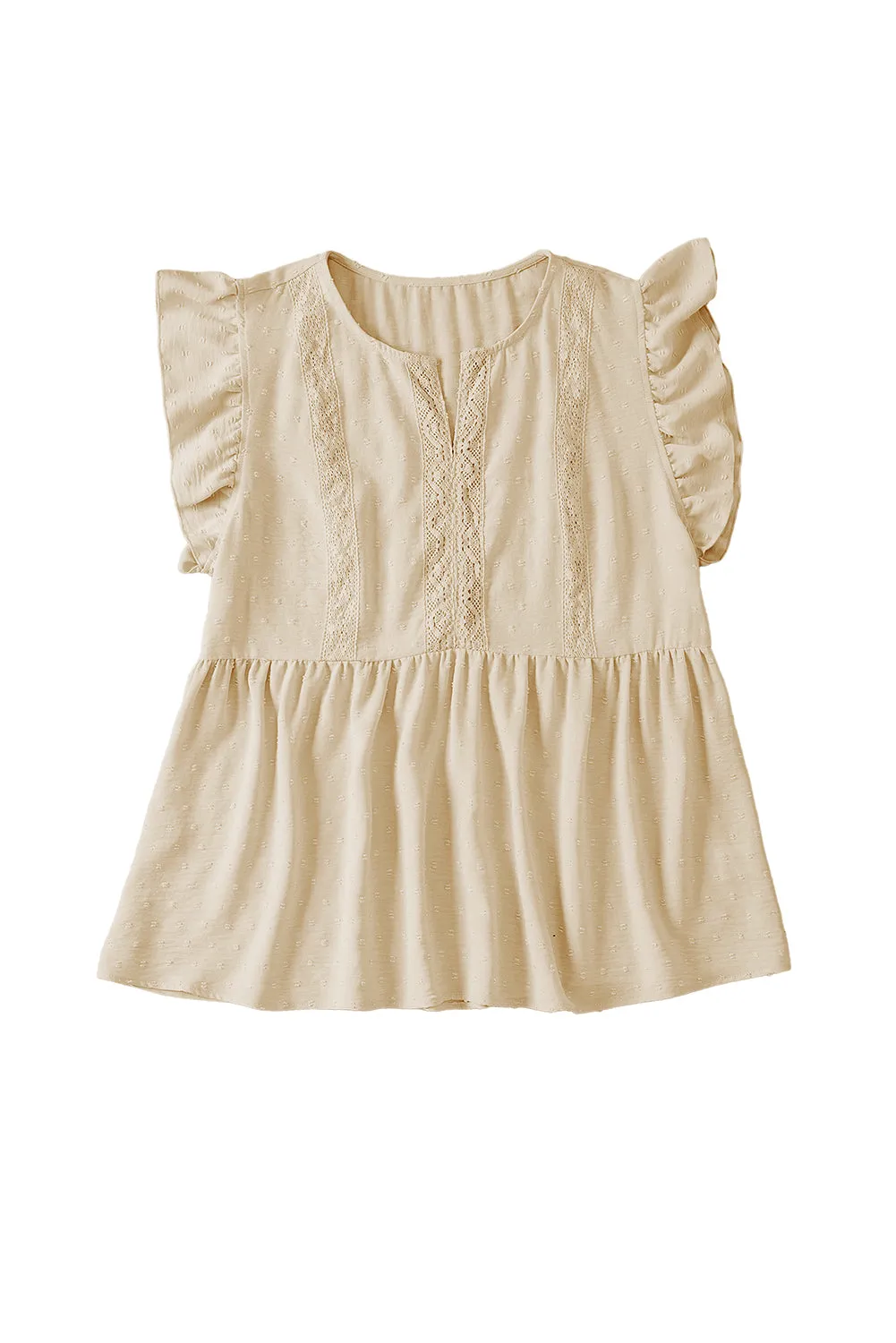Plus Size Lace Trim Babydoll Top