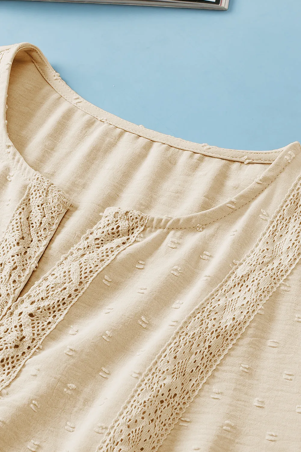 Plus Size Lace Trim Babydoll Top