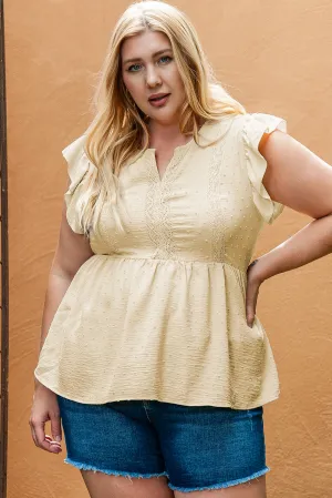 Plus Size Lace Trim Babydoll Top