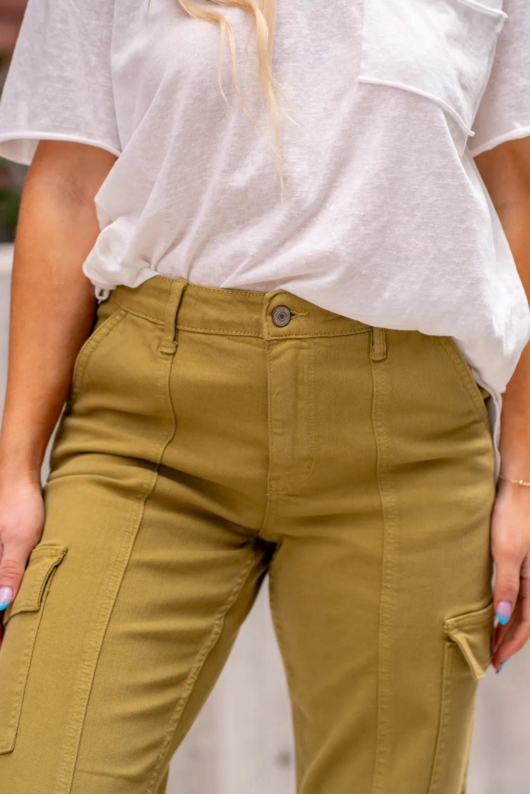 Plus Size Matcha High Rise Cargo Straight