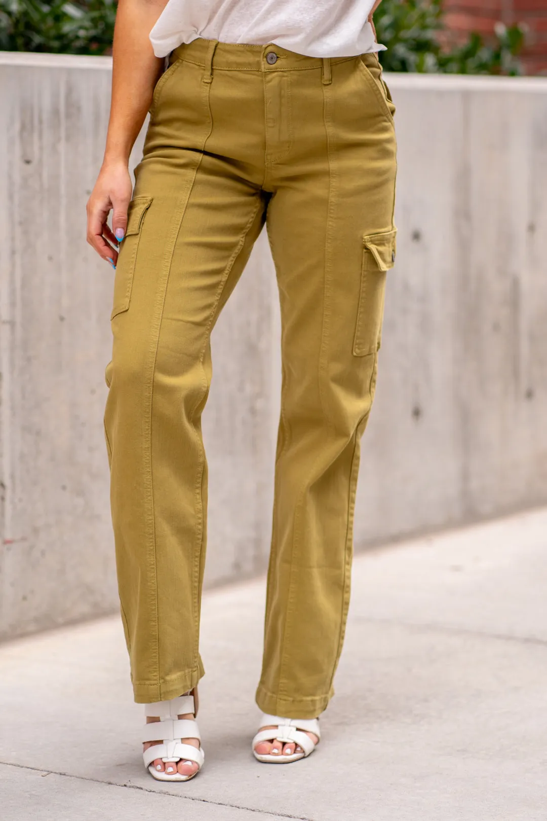 Plus Size Matcha High Rise Cargo Straight