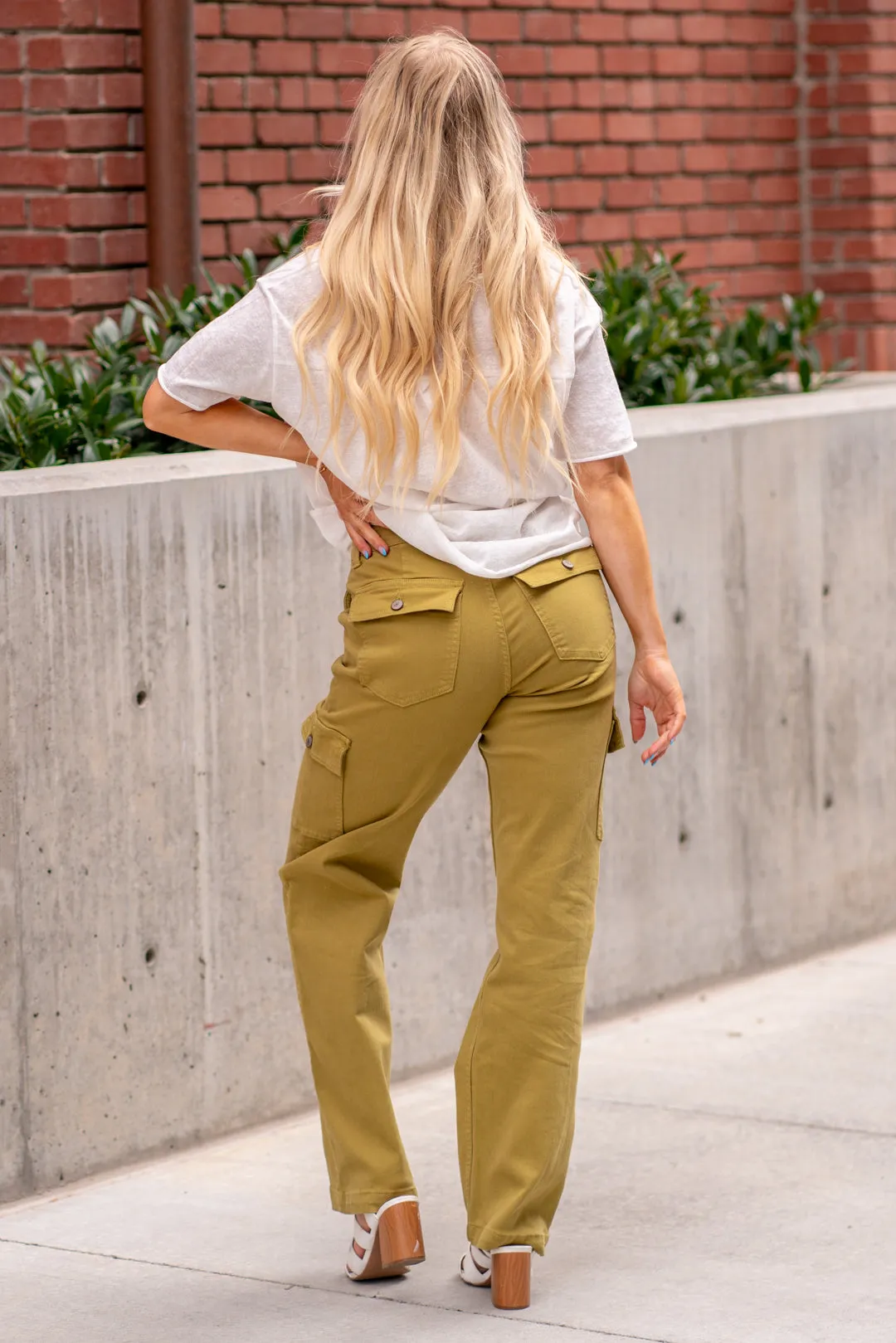 Plus Size Matcha High Rise Cargo Straight