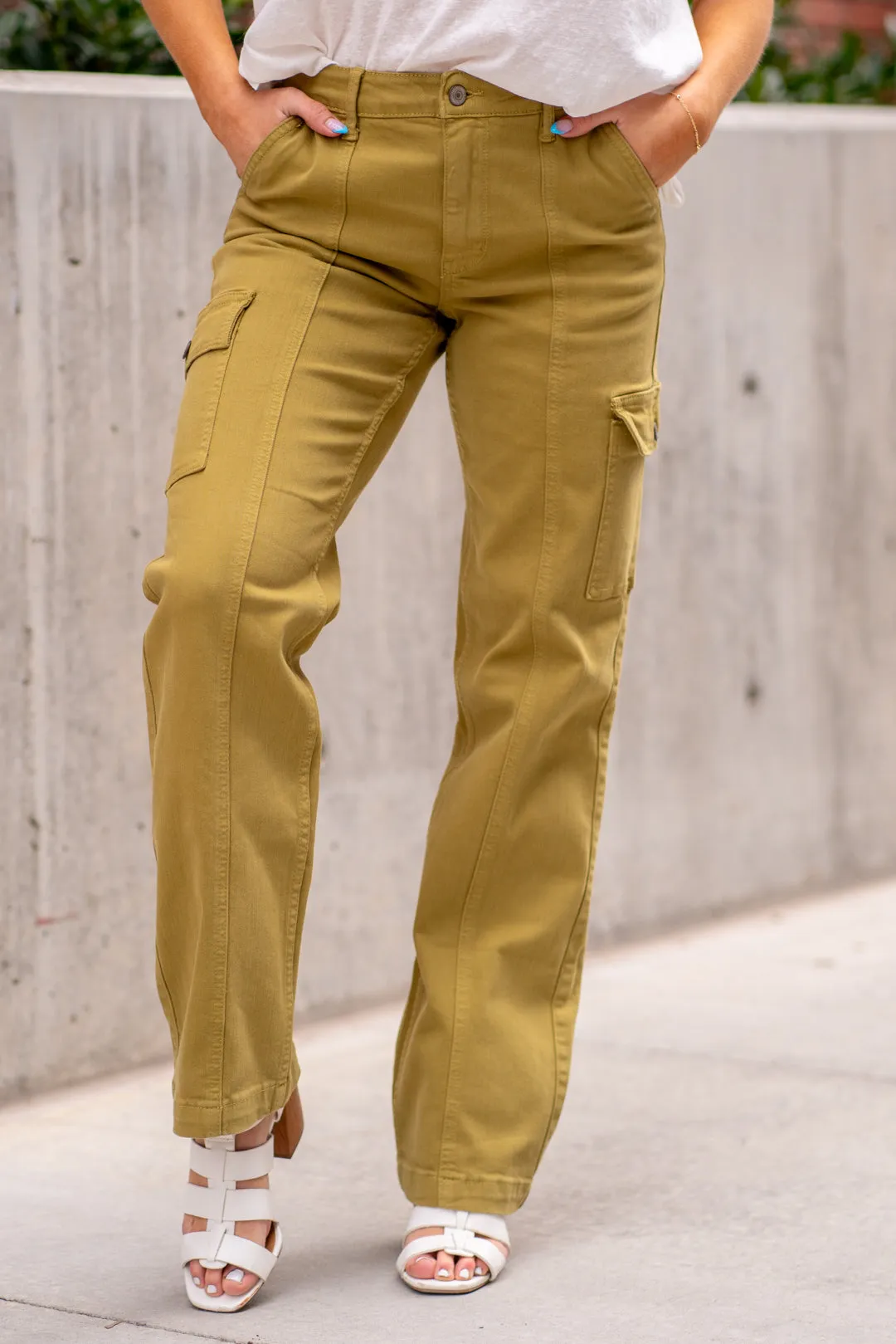 Plus Size Matcha High Rise Cargo Straight
