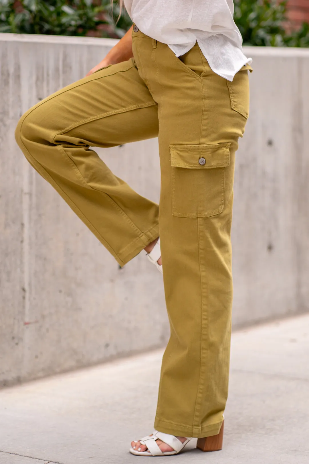 Plus Size Matcha High Rise Cargo Straight