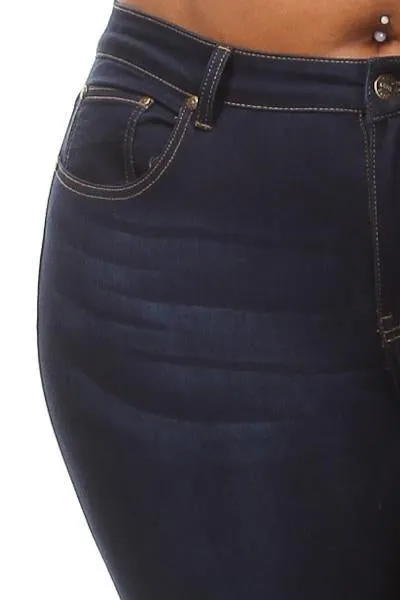 Plus Size Mid Rise Dark Denim Jeans