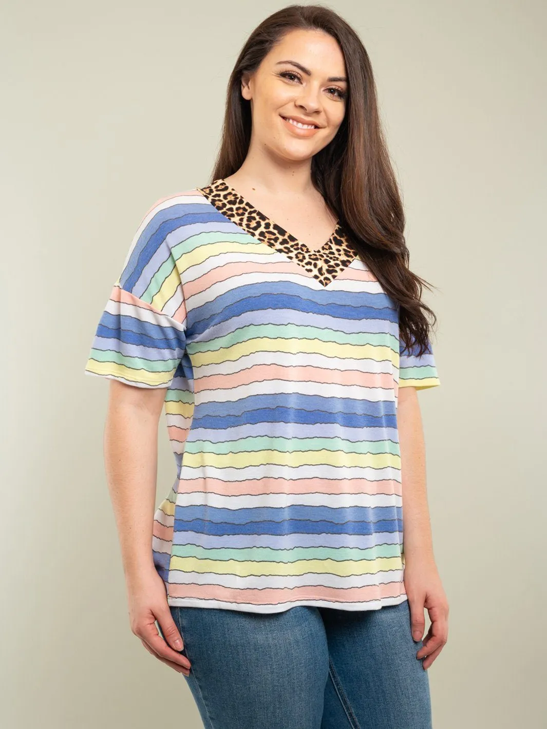 PLUS SIZE MULTI STRIPES TOPS