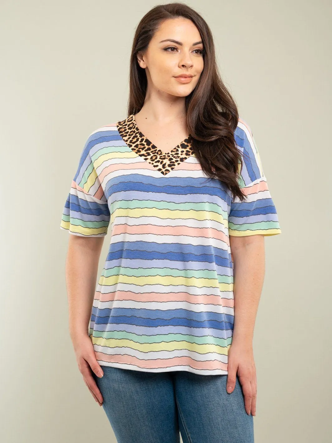 PLUS SIZE MULTI STRIPES TOPS