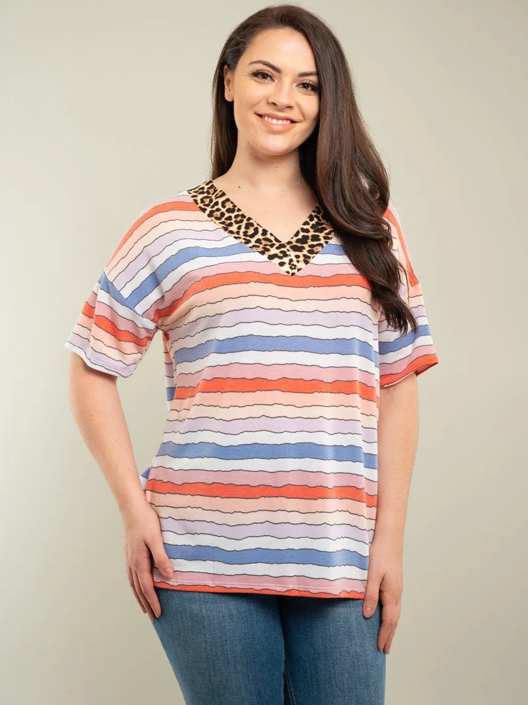 PLUS SIZE MULTI STRIPES TOPS