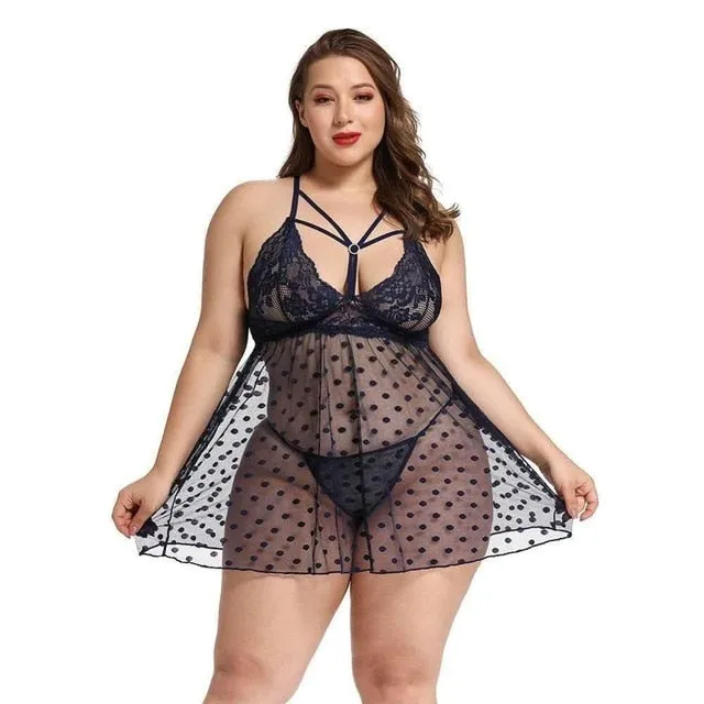 Plus Size Nightgowns Lingerie Sleepwear Lace Temptation Women Nightwear