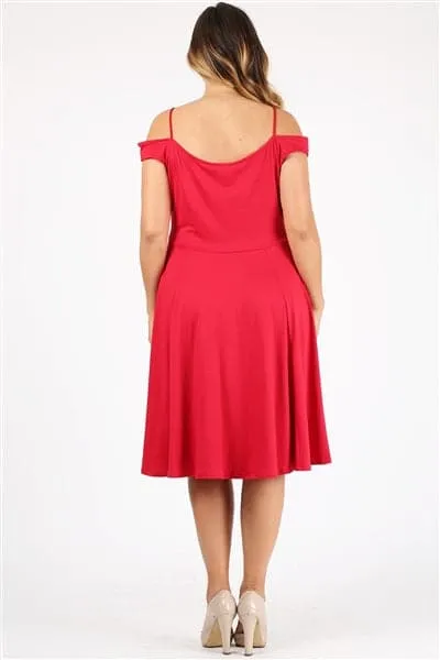 Plus Size Off The Shoulder Dress Crimson - Pack of 6