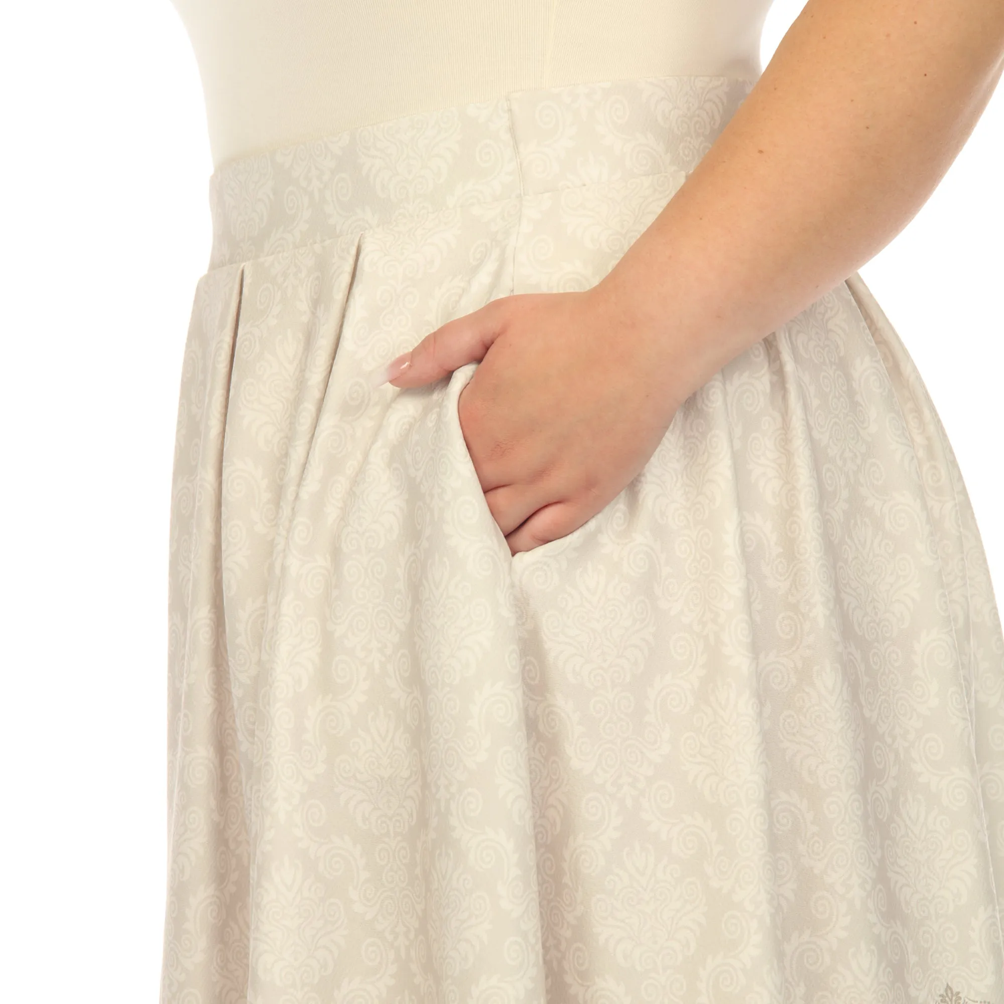 Plus Size Pleated Skirt with Border Prints