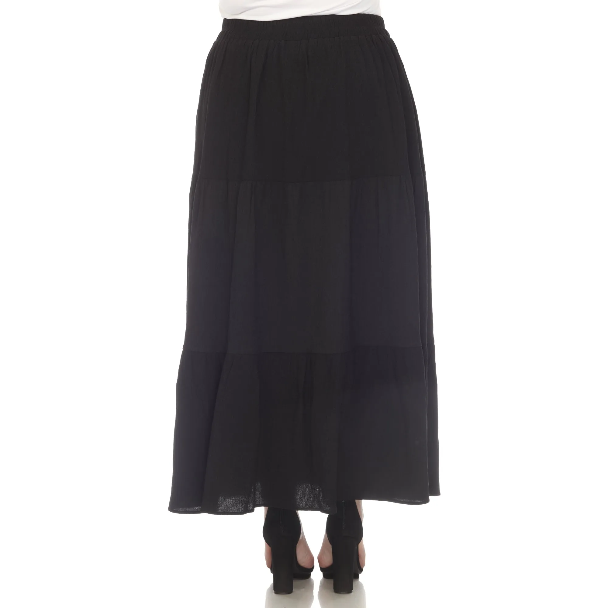 Plus Size Pleated Tiered Maxi Skirt