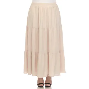Plus Size Pleated Tiered Maxi Skirt