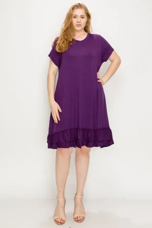 Plus Size Ruffle-Trim Georgette Swing Dress Plum - Pack of 6