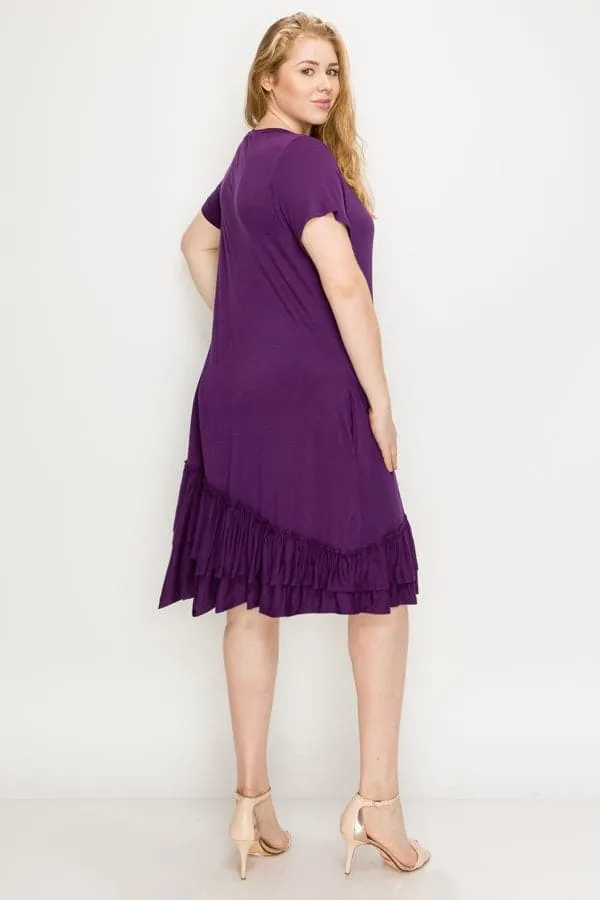 Plus Size Ruffle-Trim Georgette Swing Dress Plum - Pack of 6