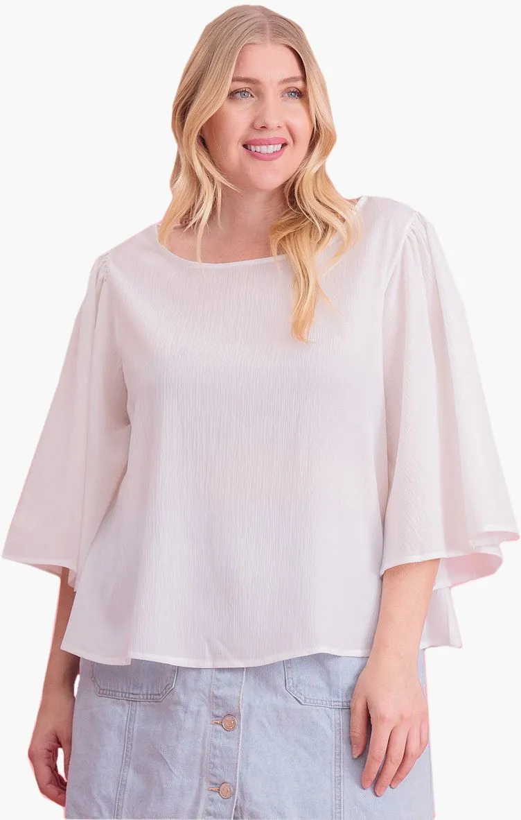 Plus Size Scoop Neck Tunic Top with Wide 3/4 Sleeves